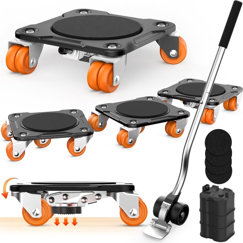 WOUOW Furniture Mover Ultra Plus with 10 Wheels – Upgraded Double-Wheel Design, Carbon Steel Panel Dolly with Stabilizers, Max Load 3527 LBS, Secure Long-Term Placement of Heavy Duty (6.7×6.7 in) - Image 1